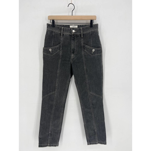 Etoile Isabel Marant Gray Seamed Slit Front Jeans - Picture 2 of 13